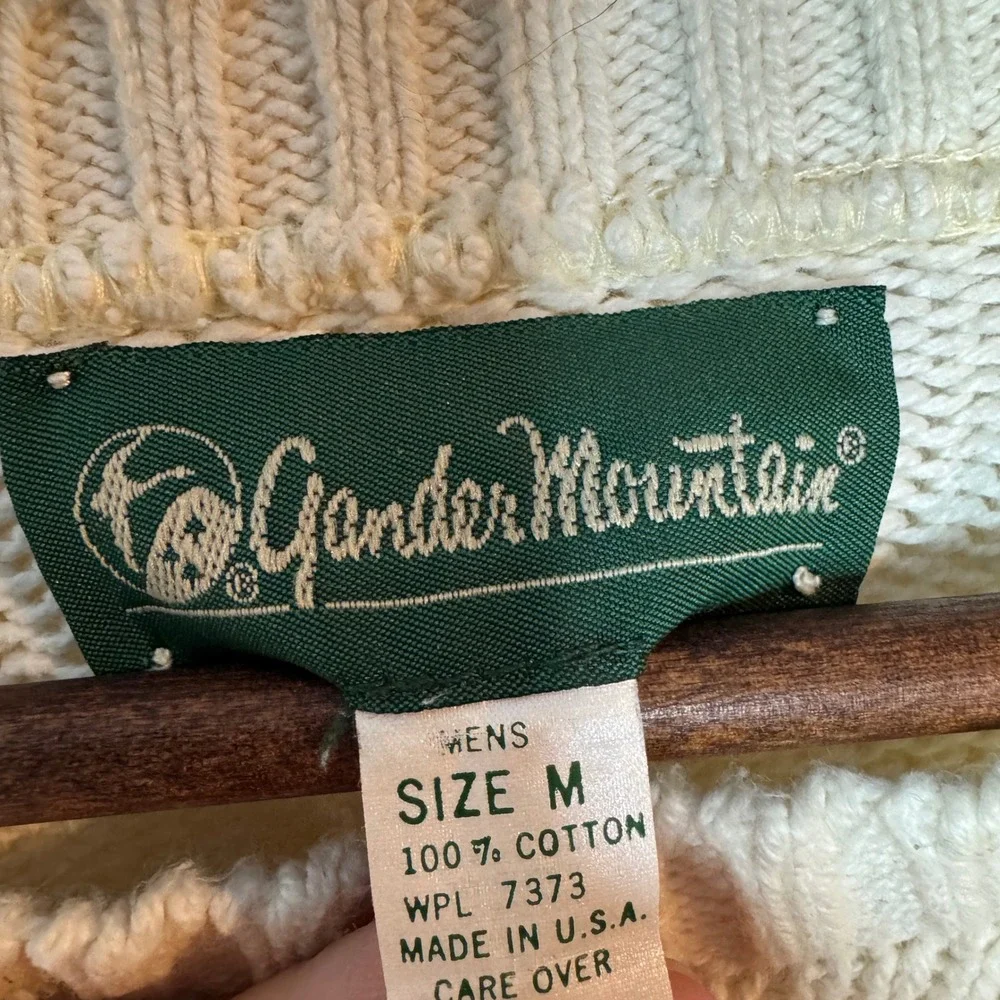 Vintage Gander Mountain Mens Medium Cotton Knit Mallard Duck Sweater Made in USA